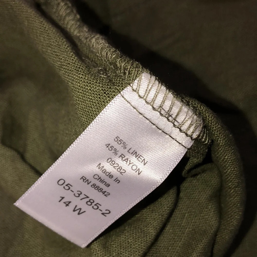 𝅺Woman Within 14W olive green linen bend maxi dress - Picture 9 of 9